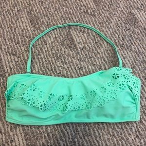 Mint Lace Ruffle Bikini Top